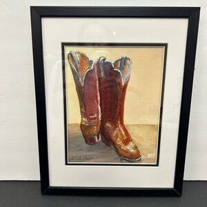 Vida Tayler/ Framed Cowboy Boots Watercolor Art - PRINT